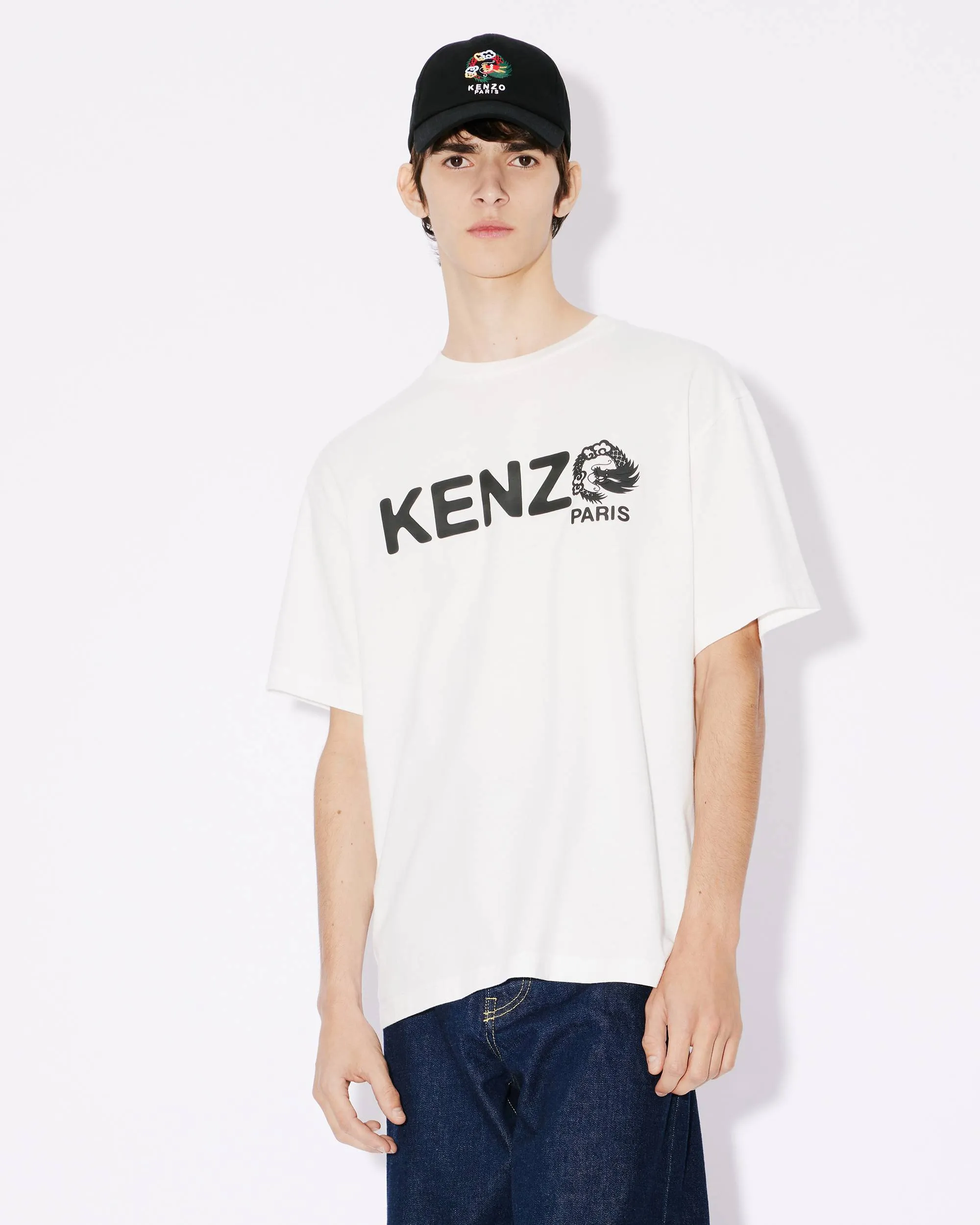 KENZO 24 new spring and summer new products for men and women Same Style dragon letter pattern short-sleeved T-shirt Color: Black Apricot White Tibetan Blue Red Size: M L XL XXL Three Standards Style Number: K 85